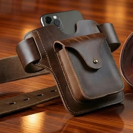 Кожаный чехол для телефона на ремень